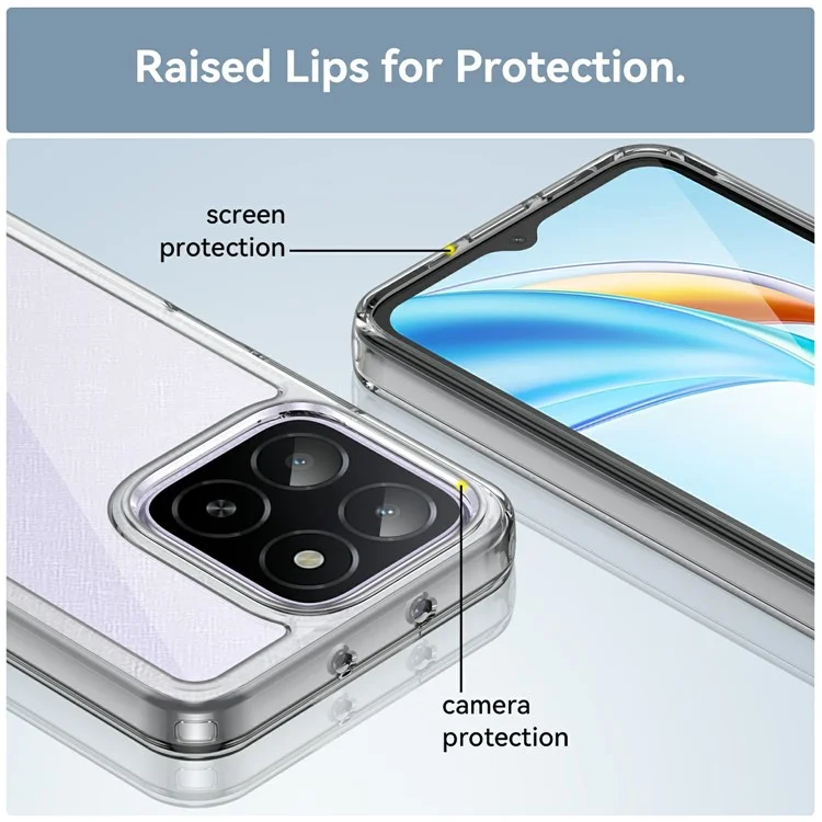 WANLONFENG MF Series чехол для Honor X6b 4G, прозрачный TPU+акриловый чехол с закаленным стеклянным пленочным покрытием