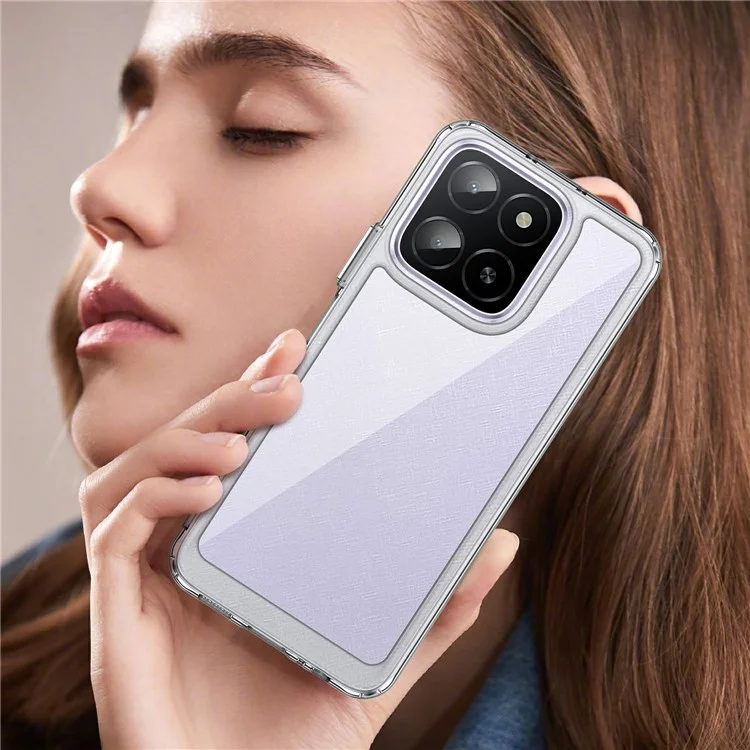 WANLONFENG MF Series чехол для Honor X6b 4G, прозрачный TPU+акриловый чехол с закаленным стеклянным пленочным покрытием