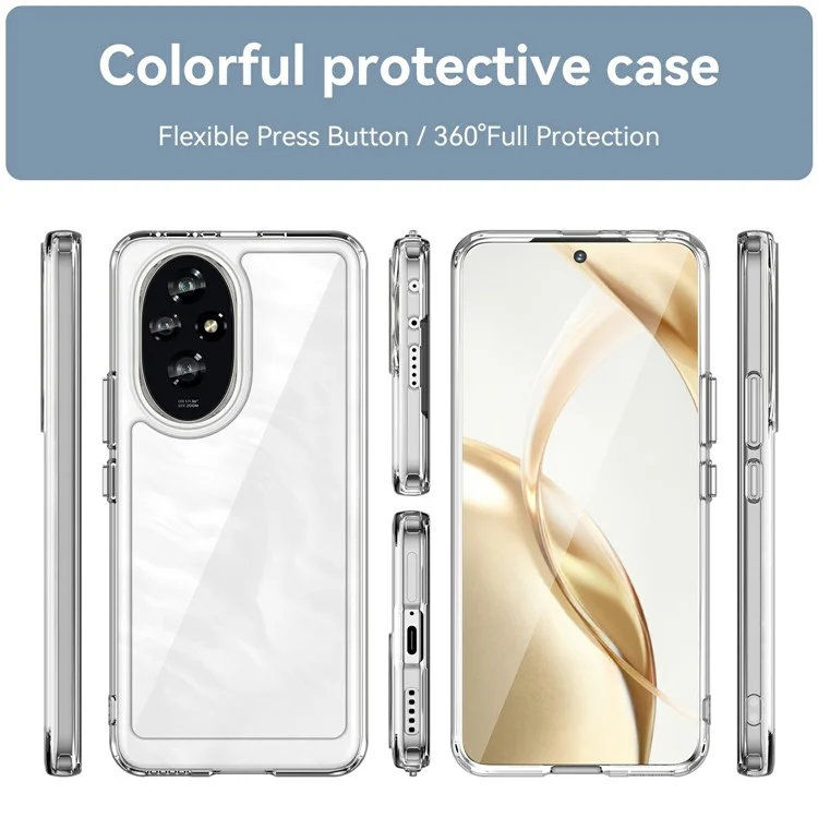 WANLONFENG MF-Serie für Honor 200 5G Hülle, TPU+Acryl-Klar-Handyhülle mit Panzerglas-Folie