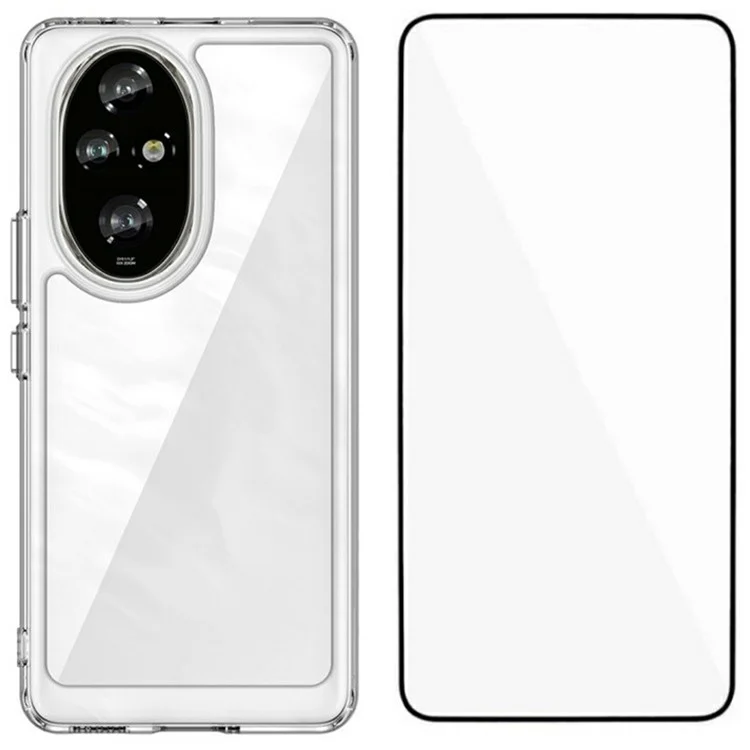 Custodia WANLONFENG MF Series per Honor 200 Pro 5G, cover in TPU+acrilico trasparente con pellicola in vetro temperato