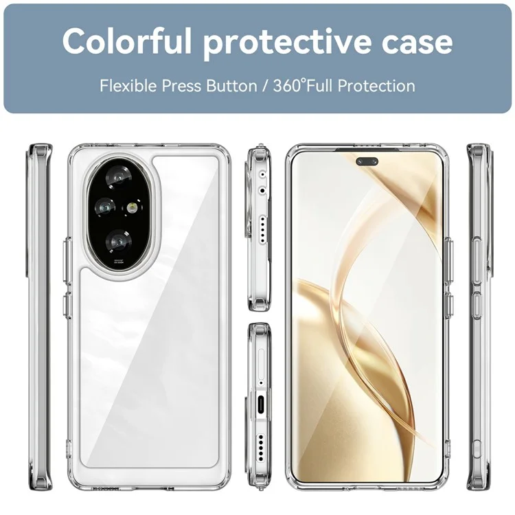 Custodia WANLONFENG MF Series per Honor 200 Pro 5G, cover in TPU+acrilico trasparente con pellicola in vetro temperato