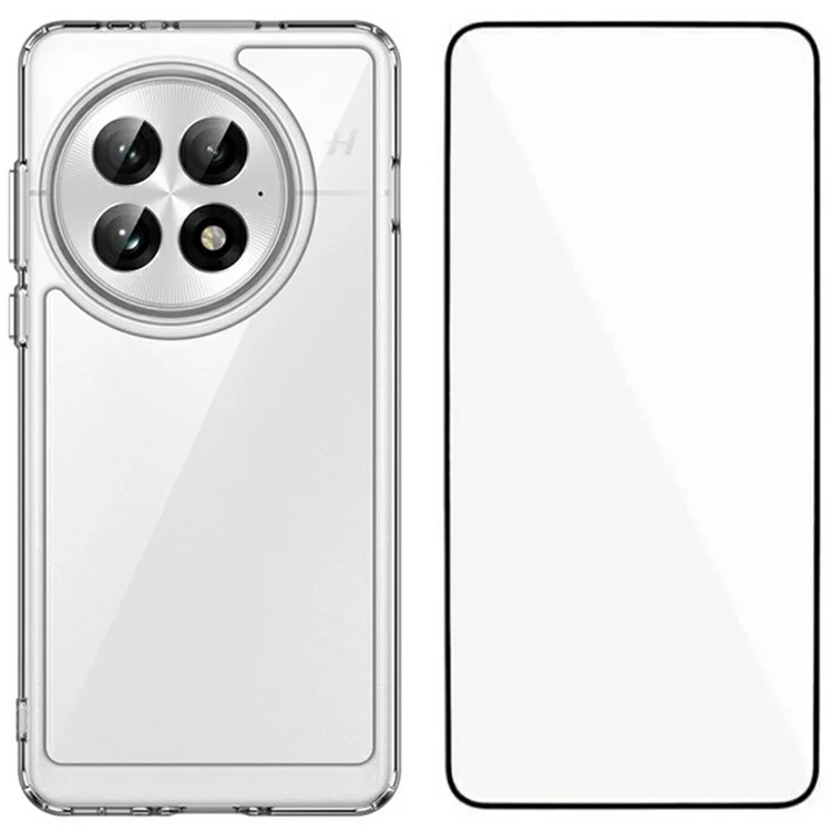 Чехол WANLONFENG MF Series для OnePlus 13, прозрачный чехол из ТПУ и акрила с защитной пленкой из закаленного стекла