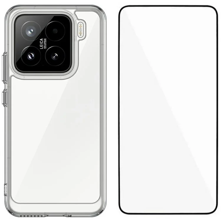 Чехол WANLONFENG MF Series для Xiaomi 15, TPU+акриловый прозрачный чехол для телефона с закаленной стеклянной пленкой