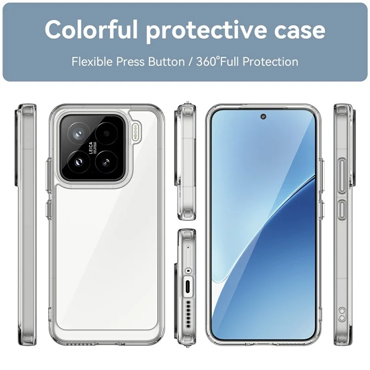 Чехол WANLONFENG MF Series для Xiaomi 15, TPU+акриловый прозрачный чехол для телефона с закаленной стеклянной пленкой