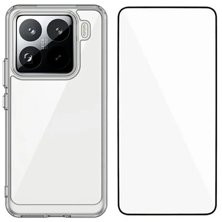 WANLONFENG MF-Serie für Xiaomi 15 Pro Hülle TPU+Acryl Klare Handyhülle mit gehärtetem Glasfilm