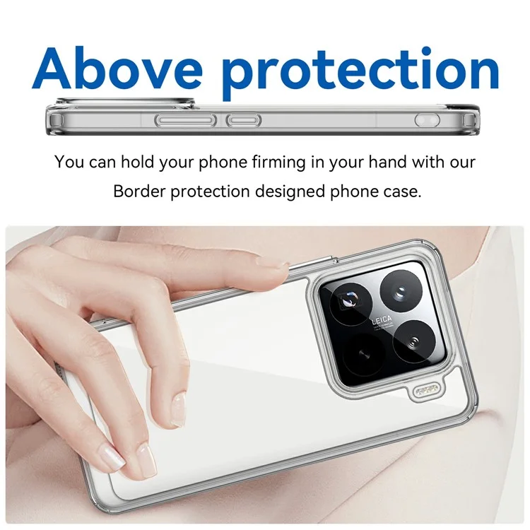 WANLONFENG MF-Serie für Xiaomi 15 Pro Hülle TPU+Acryl Klare Handyhülle mit gehärtetem Glasfilm