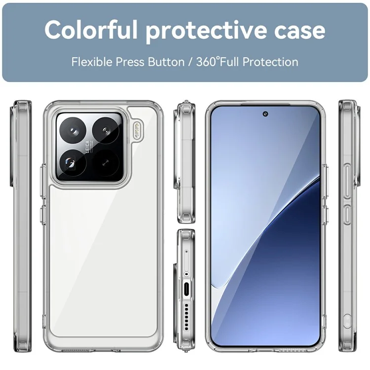 WANLONFENG MF-Serie für Xiaomi 15 Pro Hülle TPU+Acryl Klare Handyhülle mit gehärtetem Glasfilm
