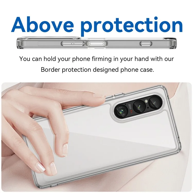 WANLONFENG MF Series for Sony Xperia 1 VI Case TPU+Acrylic Clear Phone Cover with Tempered Glass Film