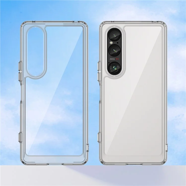 WANLONFENG MF Series for Sony Xperia 1 VI Case TPU+Acrylic Clear Phone Cover with Tempered Glass Film