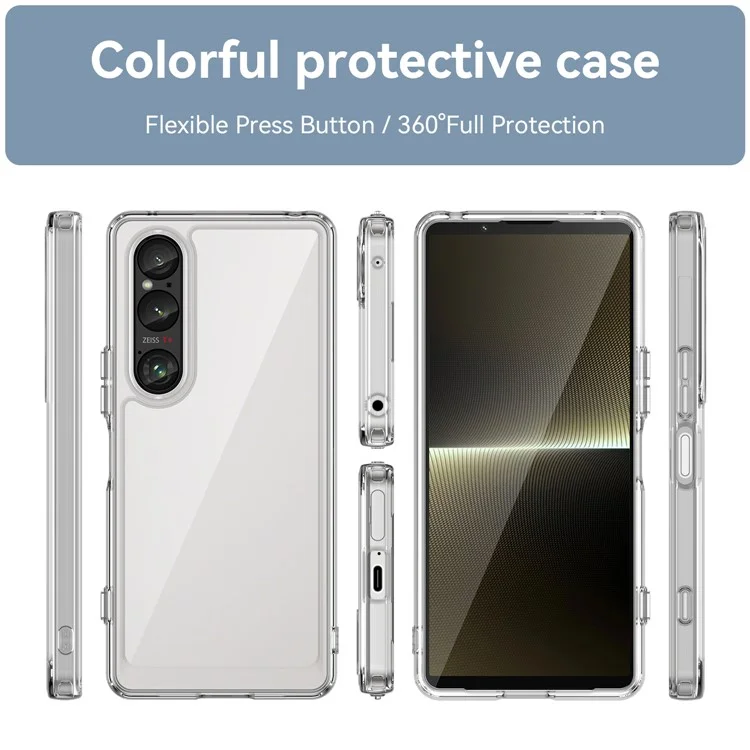 WANLONFENG MF Series for Sony Xperia 1 VI Case TPU+Acrylic Clear Phone Cover with Tempered Glass Film