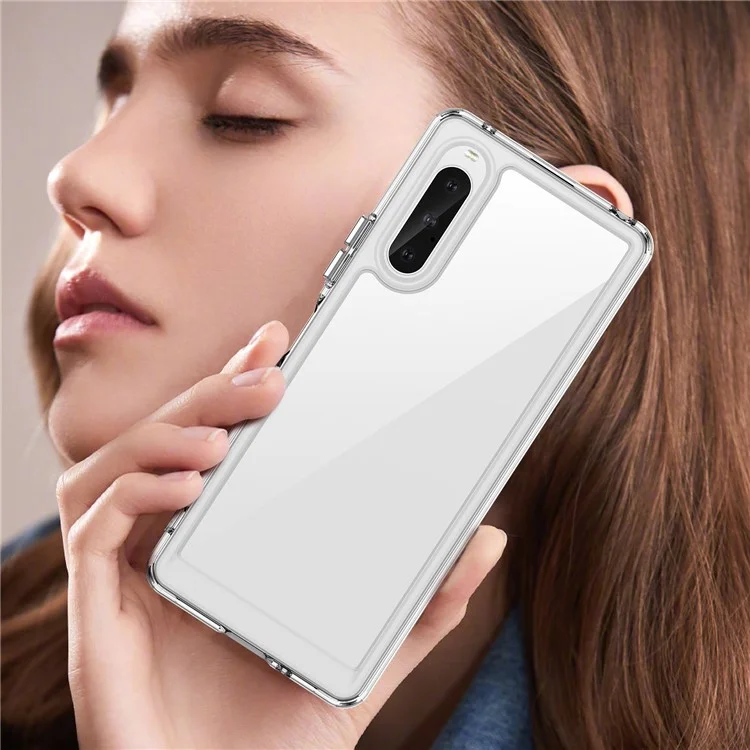 WANLONFENG MF-Serie für Sony Xperia 10 V Hülle TPU+Acryl Klare Handyhülle mit Hartglas-Folie