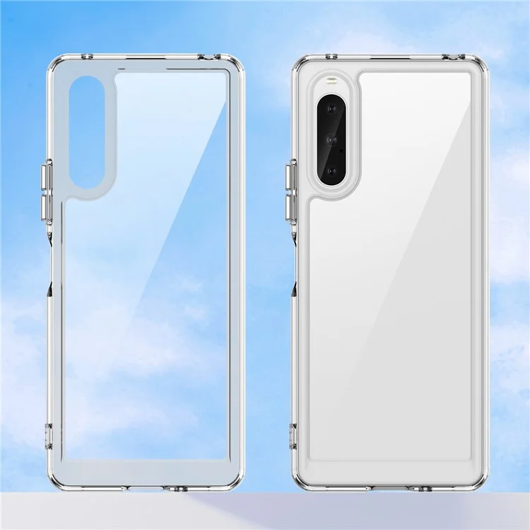 WANLONFENG MF-Serie für Sony Xperia 10 V Hülle TPU+Acryl Klare Handyhülle mit Hartglas-Folie