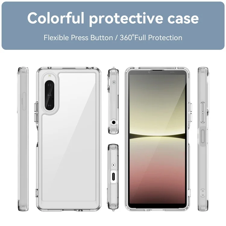 WANLONFENG MF-Serie für Sony Xperia 10 V Hülle TPU+Acryl Klare Handyhülle mit Hartglas-Folie