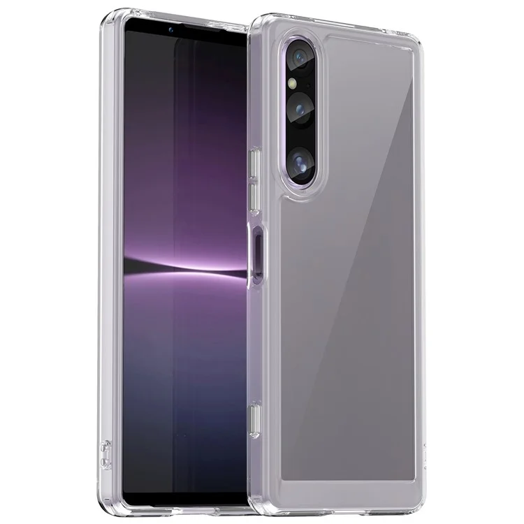 WANLONFENG MF-Serie für Sony Xperia 1 V Hülle TPU + Acryl Klare Handyhülle mit gehärtetem Glas-Film