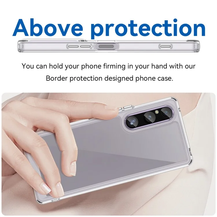 WANLONFENG MF-Serie für Sony Xperia 1 V Hülle TPU + Acryl Klare Handyhülle mit gehärtetem Glas-Film