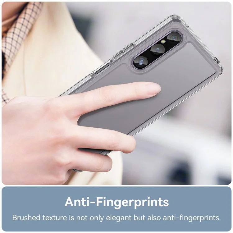 WANLONFENG MF-Serie für Sony Xperia 1 V Hülle TPU + Acryl Klare Handyhülle mit gehärtetem Glas-Film
