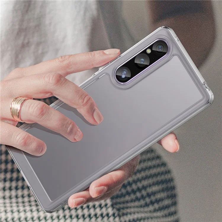 WANLONFENG MF-Serie für Sony Xperia 1 V Hülle TPU + Acryl Klare Handyhülle mit gehärtetem Glas-Film