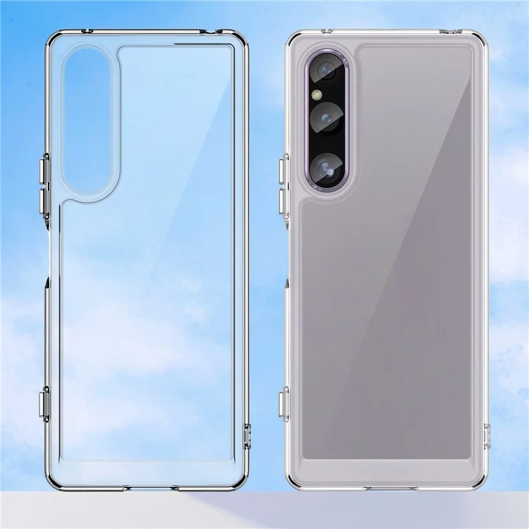 WANLONFENG MF-Serie für Sony Xperia 1 V Hülle TPU + Acryl Klare Handyhülle mit gehärtetem Glas-Film