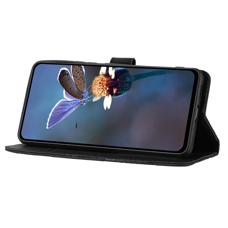 Custodia per Samsung Galaxy A56 5G, design floreale, portafoglio in pelle con cinturino da polso - Nero