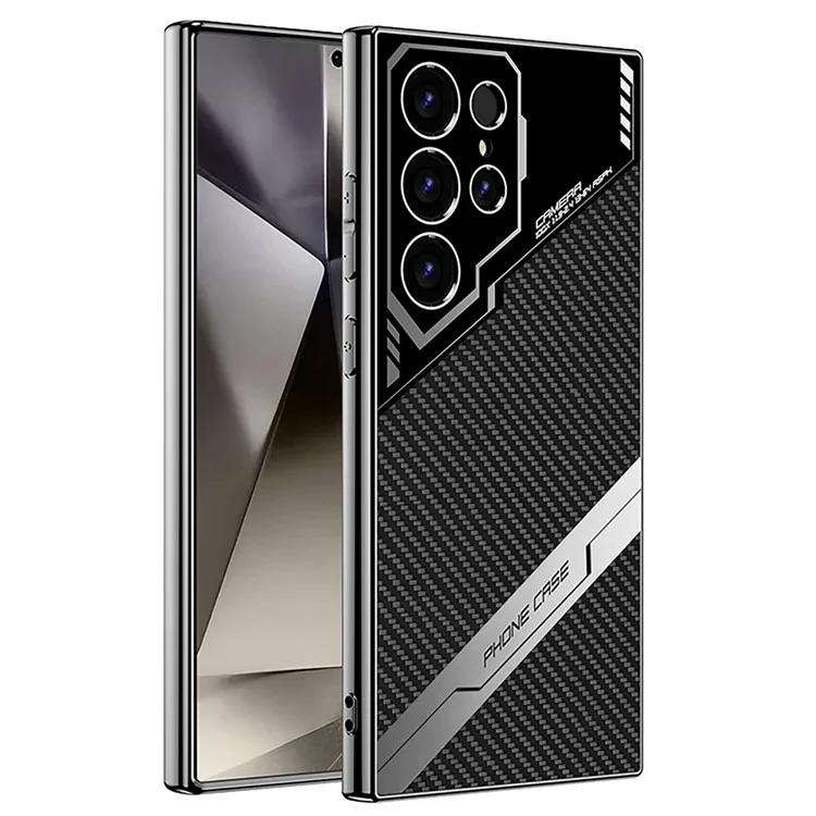 Чехол для Samsung Galaxy S25 Ultra от GKK, текстурированный гибридный ультратонкий и тонкий задний корпус из искусственной кожи - текстура под углеродное волокно.