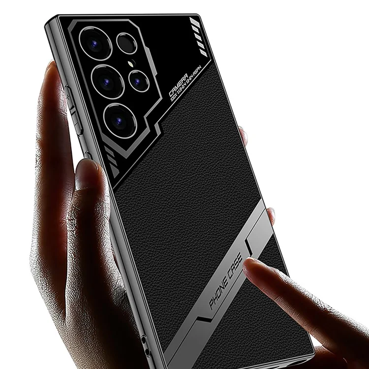 Чехол для Samsung Galaxy S25 Ultra от GKK, текстурированный гибридный ультратонкий и тонкий задний корпус из искусственной кожи - текстура под углеродное волокно.