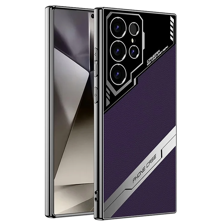 GKK For Samsung Galaxy S25 Ultra Case Textured PU Hybrid Ultra Thin Slim Phone Back Cover - Purple