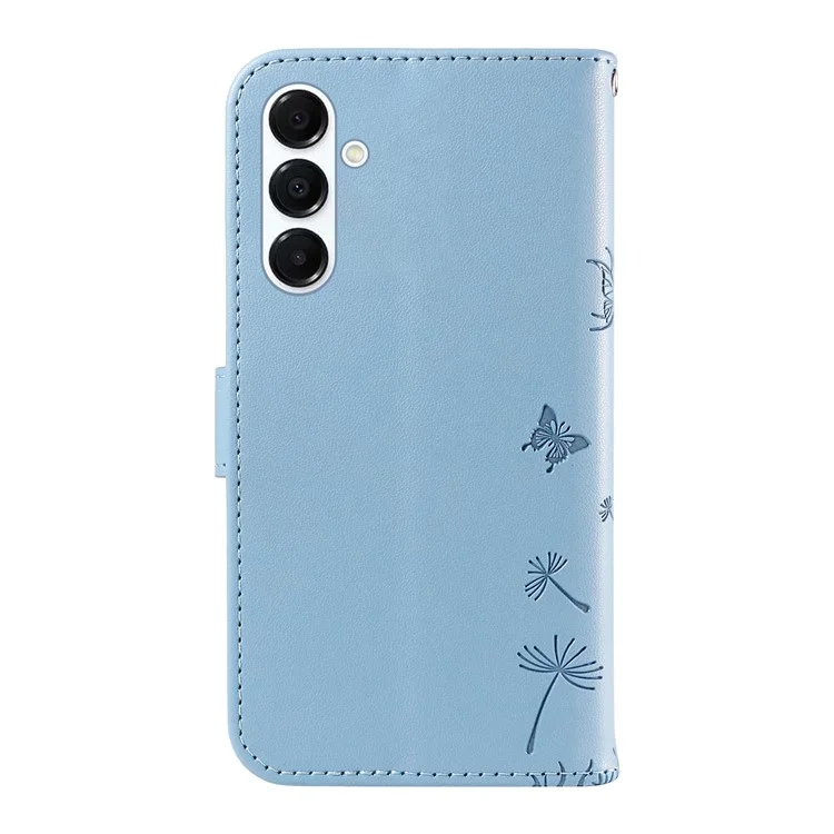 Funda de piel tipo cartera con estampado de diente de león para Samsung Galaxy A26 5G / A16 5G / A16 4G - Azul cielo