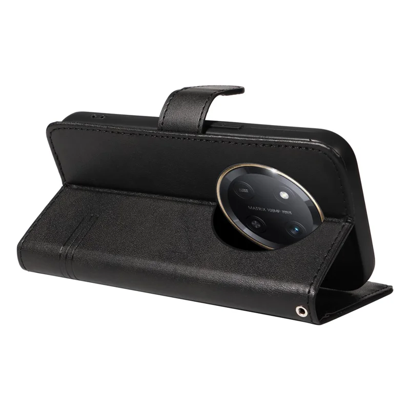 Étui portefeuille pour téléphone For Honor X60 Pro 5G / X9c 5G, motif de lignes en forme de T, en cuir - Noir