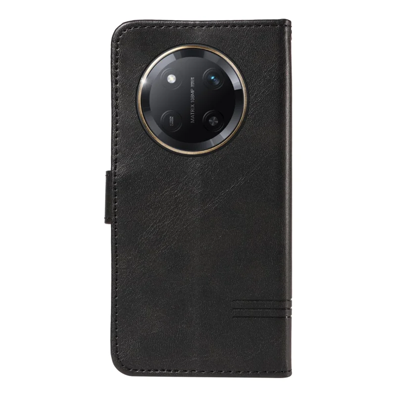 Étui portefeuille pour téléphone For Honor X60 Pro 5G / X9c 5G, motif de lignes en forme de T, en cuir - Noir