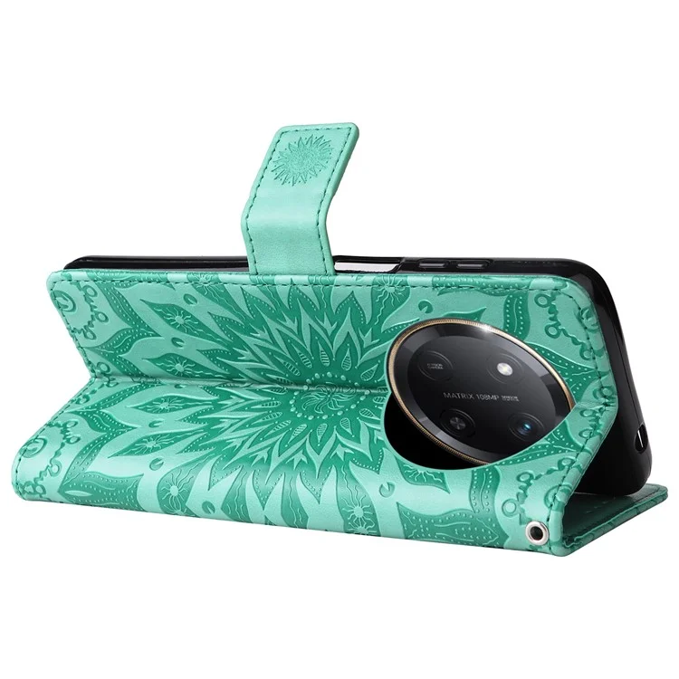 Étui portefeuille en cuir tournesol pour téléphone For Honor X9c 5G / X60 Pro 5G - Vert