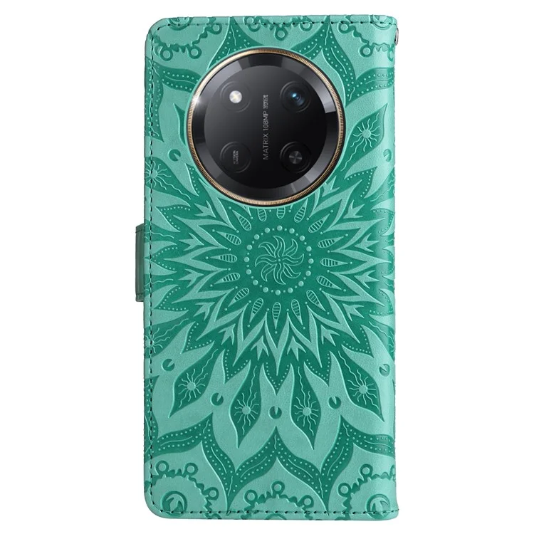 Étui portefeuille en cuir tournesol pour téléphone For Honor X9c 5G / X60 Pro 5G - Vert
