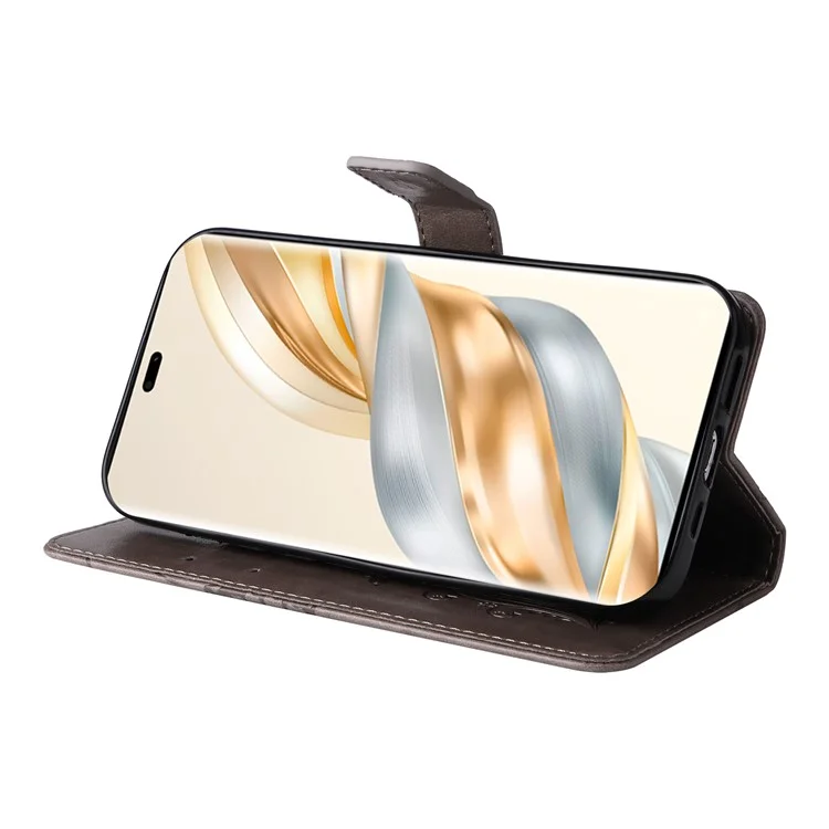 Étui pour téléphone en cuir avec motif papillon pour Honor X60 Pro 5G / X9c 5G - Gris