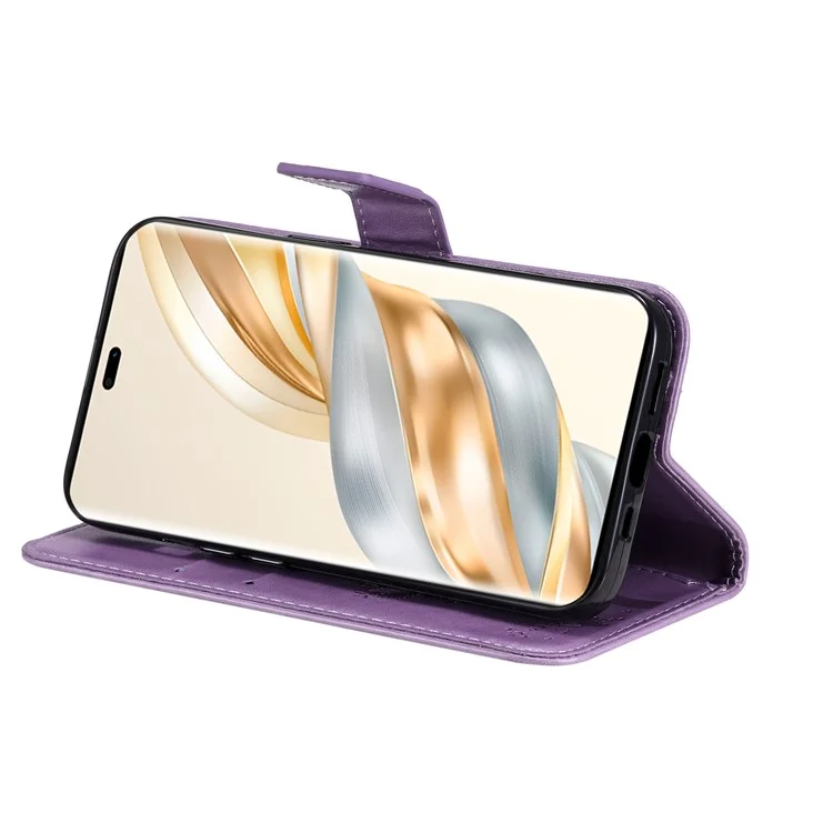 Für Honor X60 Pro 5G / X9c 5G Hülle Katzenbaum-Muster Flip-Leder-Handyhülle - Hellviolett