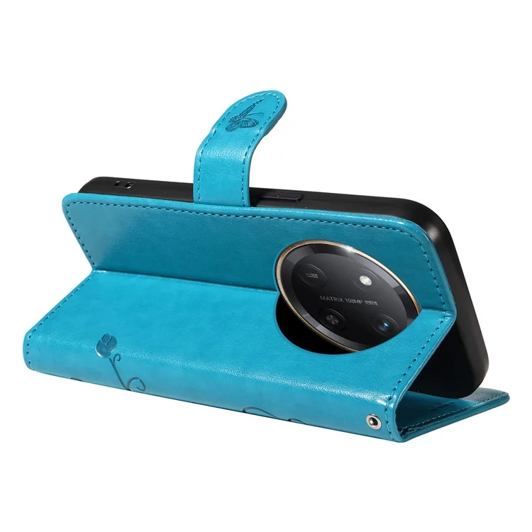 Custodia per telefono For Honor X60 Pro 5G / X9c 5G, in pelle PU con motivo floreale, colore blu.