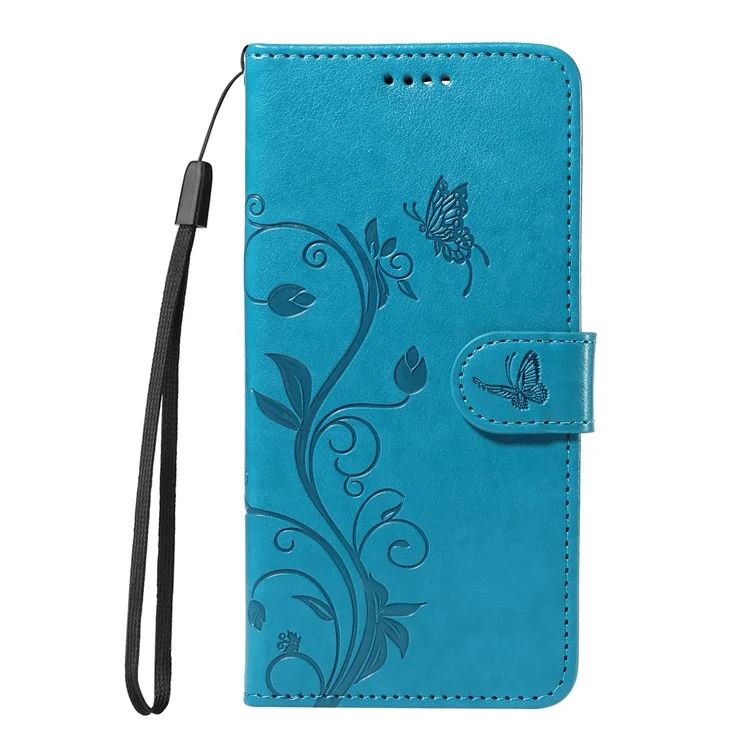 Custodia per telefono For Honor X60 Pro 5G / X9c 5G, in pelle PU con motivo floreale, colore blu.