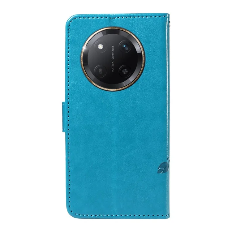 Custodia per telefono For Honor X60 Pro 5G / X9c 5G, in pelle PU con motivo floreale, colore blu.