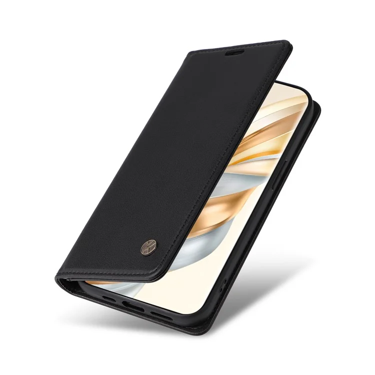 Capa de carteira YIKATU YK-001 para Honor X60 Pro 5G / X9c 5G com slot para cartão e suporte de couro - Preta
