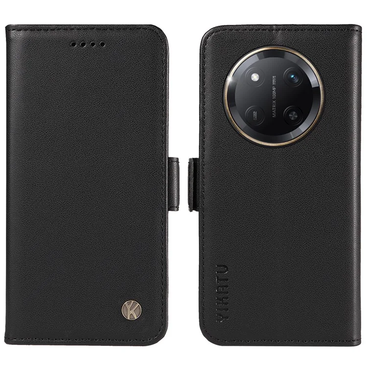Funda de cuero para teléfono con soporte y billetera YIKATU YK-003 para Honor X60 Pro 5G / X9c 5G - Negro