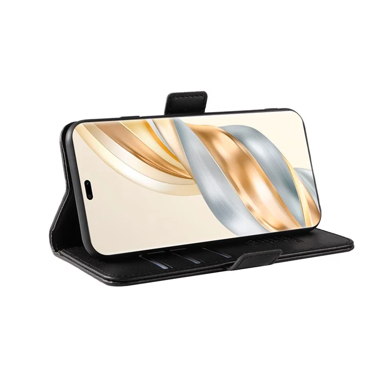 Funda de cuero para teléfono con soporte y billetera YIKATU YK-003 para Honor X60 Pro 5G / X9c 5G - Negro