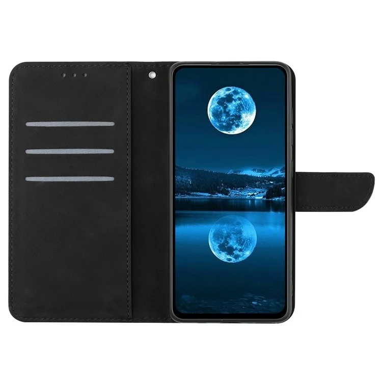 Capa para Motorola Moto G 5G (2025) - Linhas de toque em pele sintética PU Flip Phone Cover - Preto