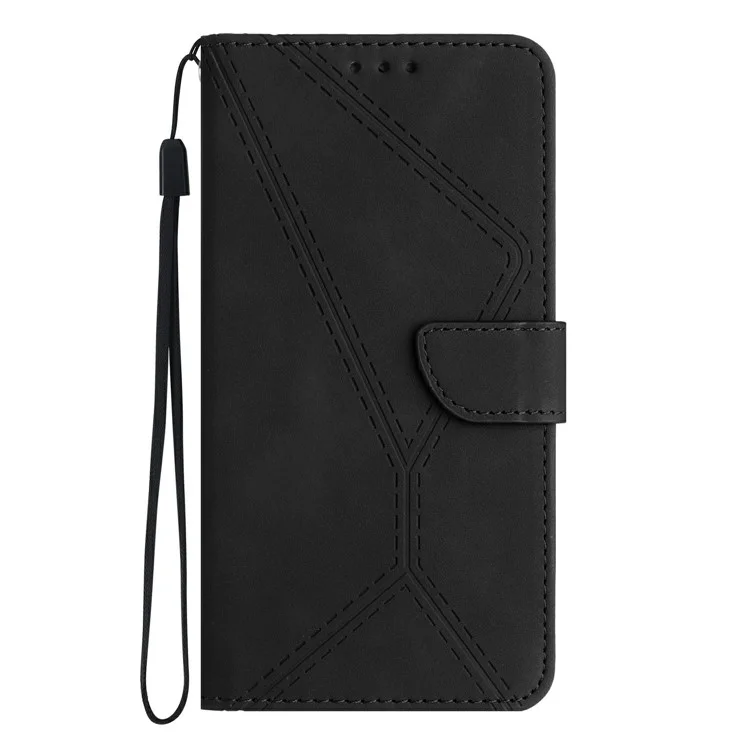 Capa para Motorola Moto G 5G (2025) - Linhas de toque em pele sintética PU Flip Phone Cover - Preto