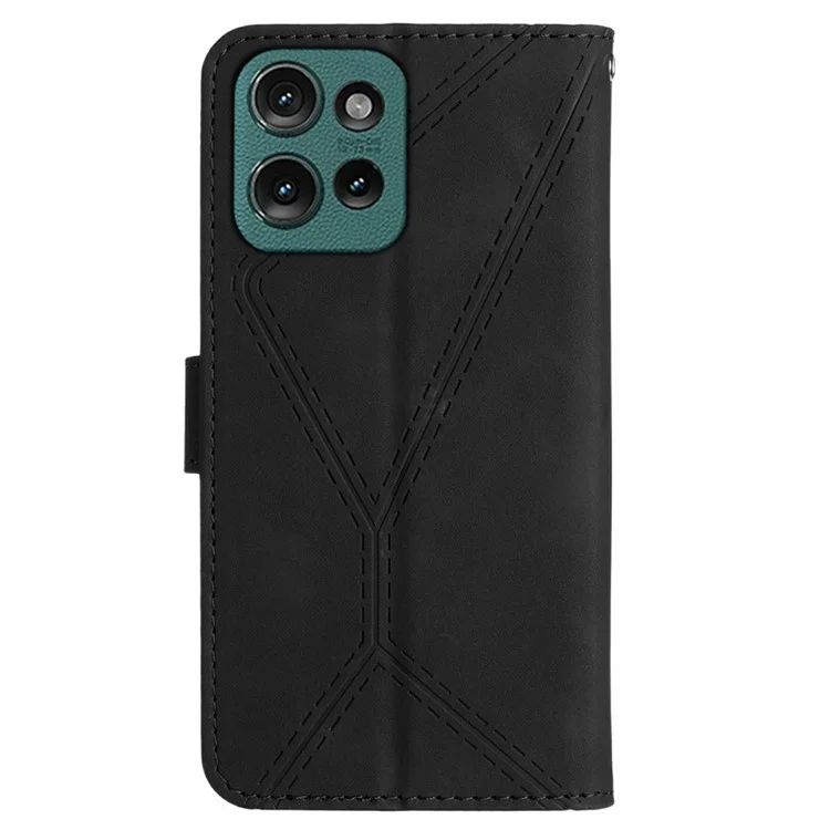 Capa para Motorola Moto G 5G (2025) - Linhas de toque em pele sintética PU Flip Phone Cover - Preto