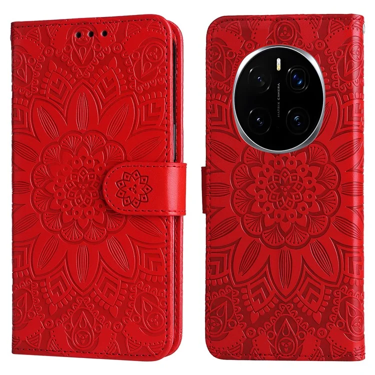 Для Honor Magic7 Pro 5G Чехол Солнечник Кожаный Бумажник Чехол для Телефона - Красный