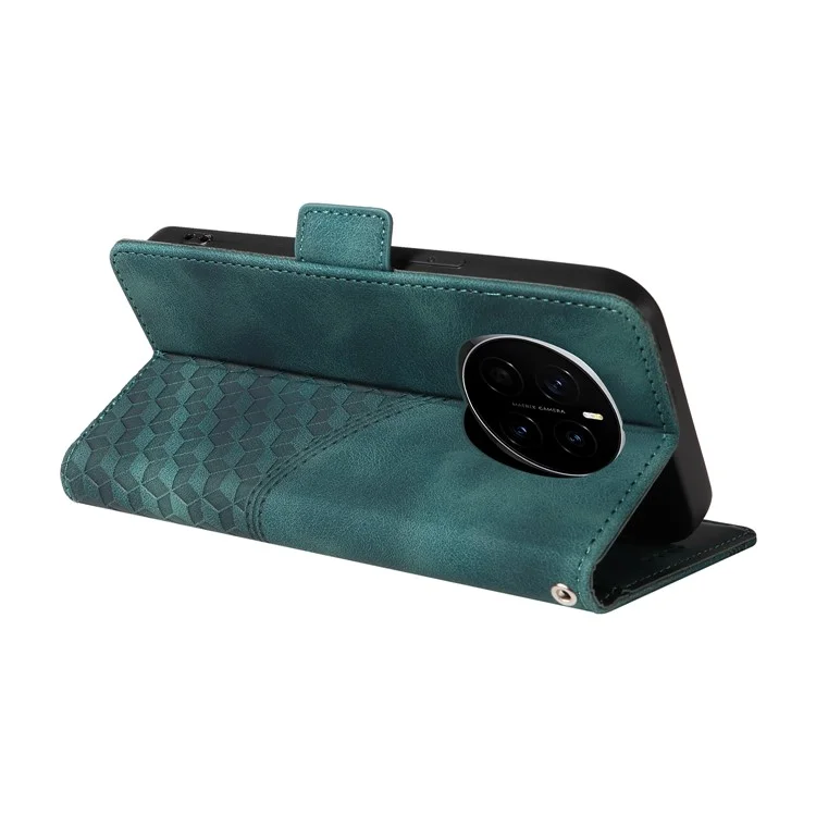 Custodia per telefono For Honor Magic7 Pro 5G in pelle PU con motivo a rombi e stelle - Verde
