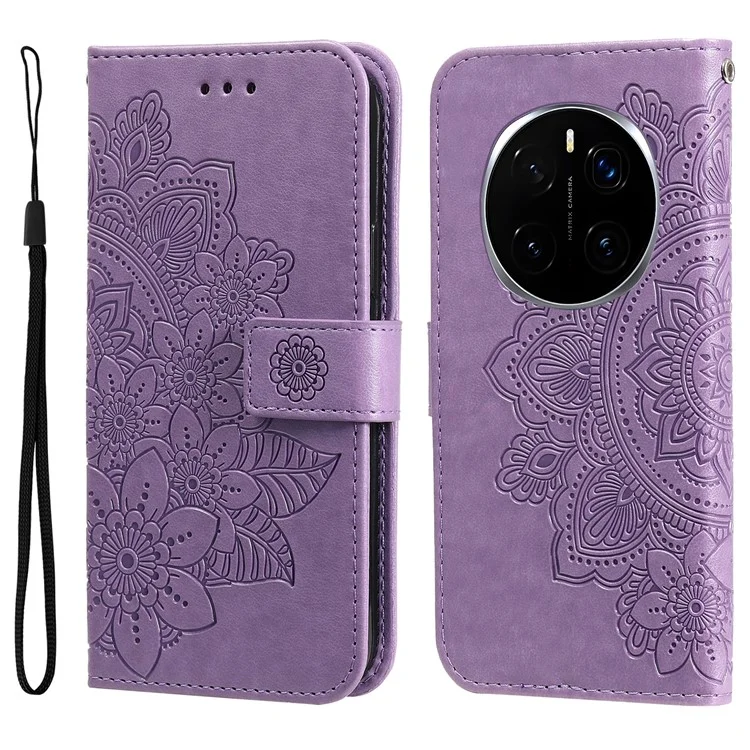 Estuche Pro 5G For Honor Magic7 de piel sintética con cartera, tapa floral y soporte - Morado