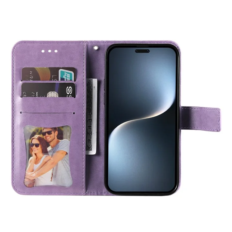 Estuche Pro 5G For Honor Magic7 de piel sintética con cartera, tapa floral y soporte - Morado