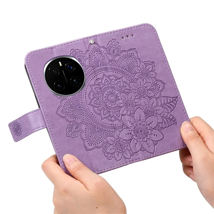 Estuche Pro 5G For Honor Magic7 de piel sintética con cartera, tapa floral y soporte - Morado