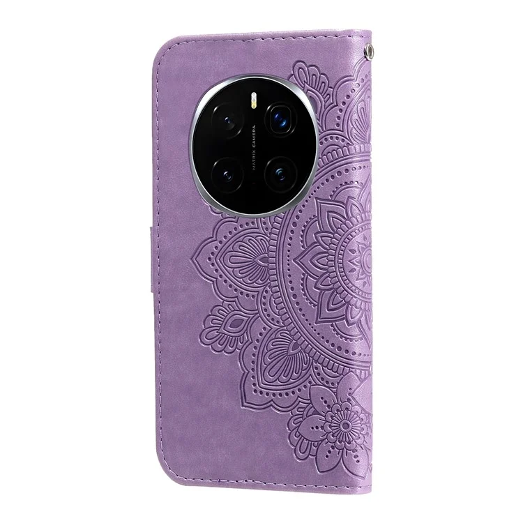 Estuche Pro 5G For Honor Magic7 de piel sintética con cartera, tapa floral y soporte - Morado