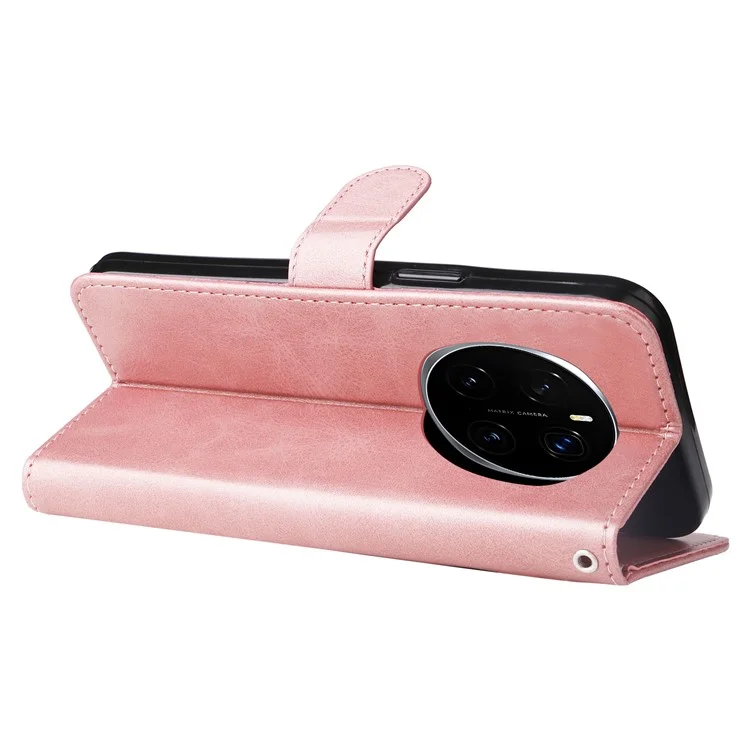 Capa para telefone For Honor Magic7 Pro 5G, com zíper e carteira, textura de couro sintético - Rosa
