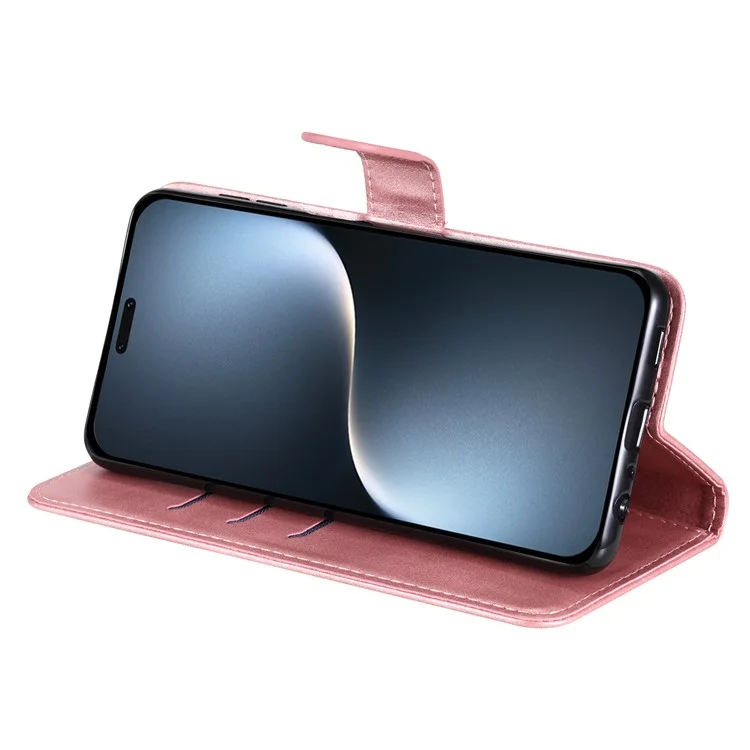 Capa para telefone For Honor Magic7 Pro 5G, com zíper e carteira, textura de couro sintético - Rosa